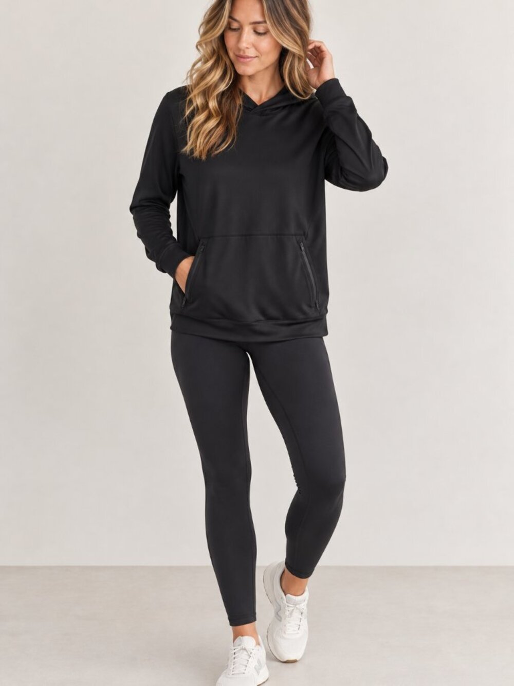 Quince Flowknit Performance Hoodie Black Size Large NWT